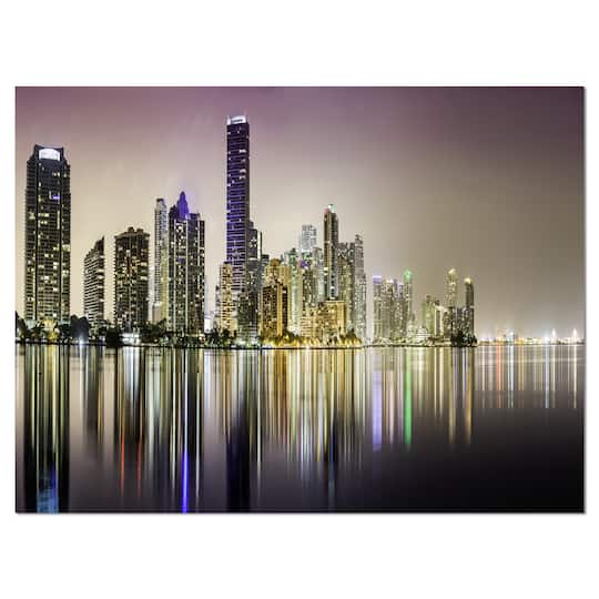 Designart - Miami Downtown Night Panorama